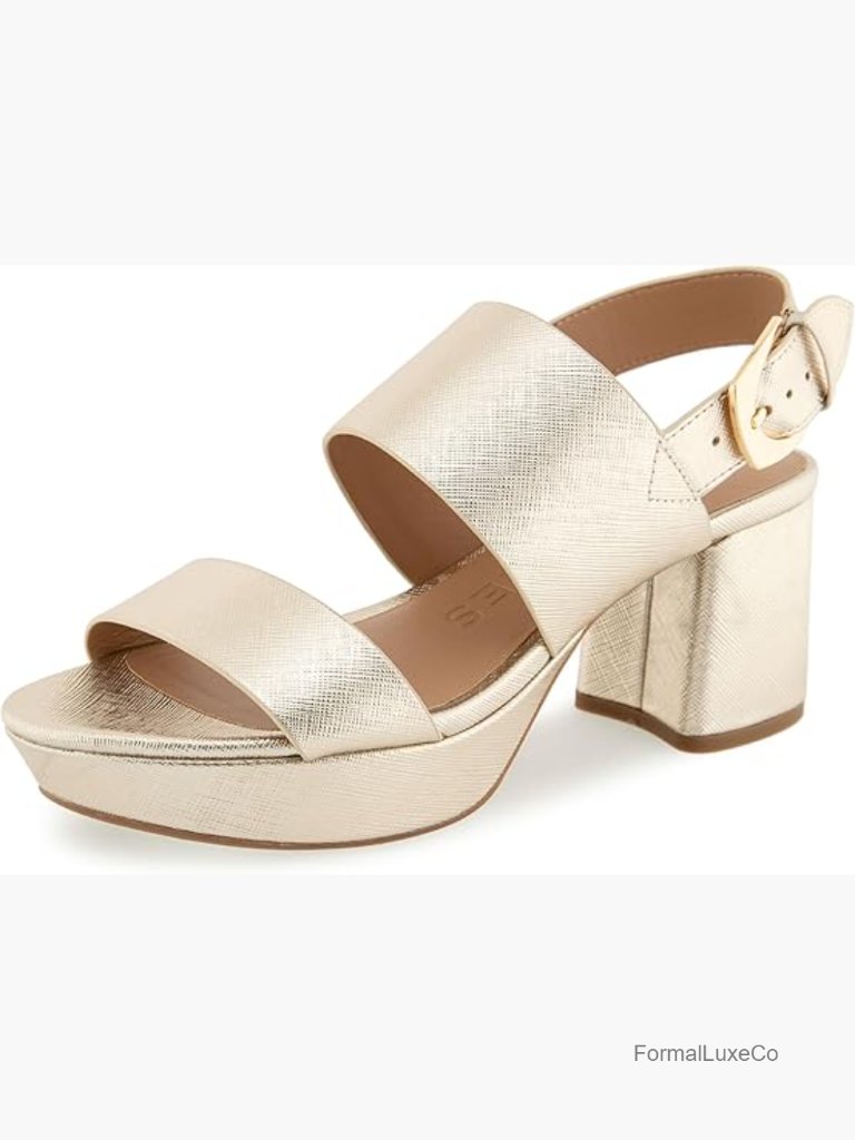 Platform Heeled Sandals With Memory Foam Insole Open Toe Slingback